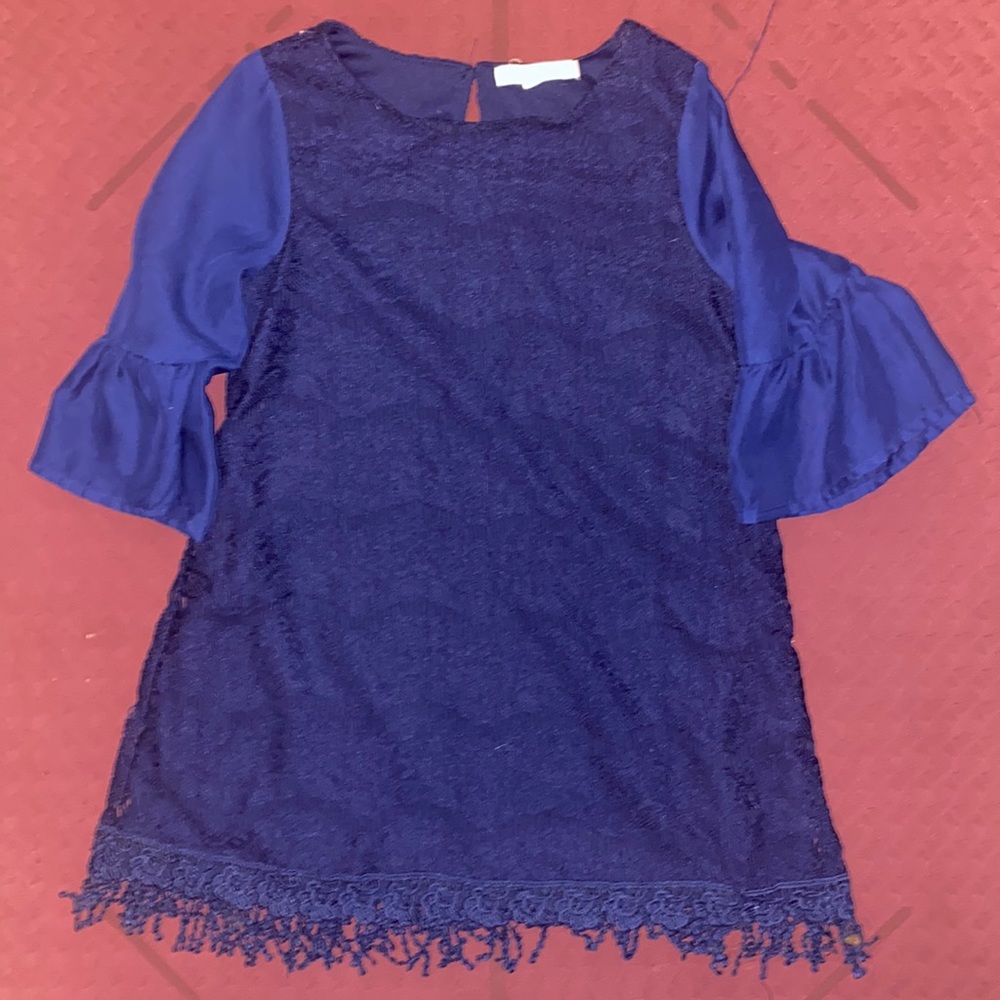 Navy blue lace and silk girls dress size 6